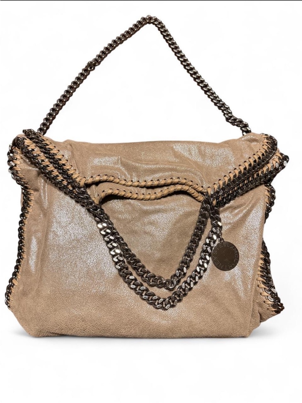 Authentic Stella McCartney Falabella Fold-Over Tote – Shimmering Shaggy Deer